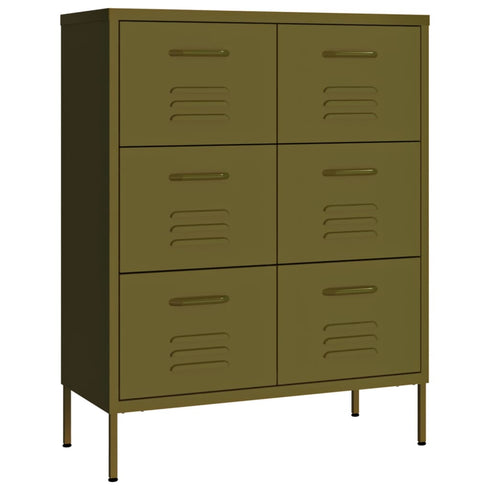 Lady Jillian -  Drawer Cabinet Olive Green 80x35x101,5 cm Steel
